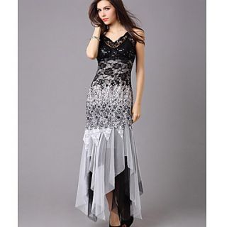 Womens Strap Lace Layers High low Maxi Dress