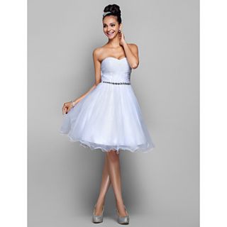 A line Princess Sweetheart Knee Length Organza Cocktail/Prom Dress (663704)