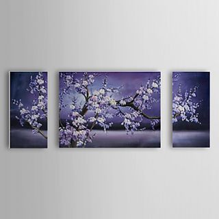 Hand Painted Oil Painting Floral Blossom Plum Flowers with Stretched Frame Set of 3 1307 FL0165