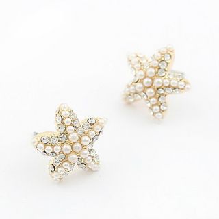 Lovely Alloy With Pearl/Rhineston Starfish Shaped Earrings