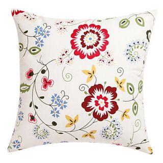 18 Square Lovely Floral Cotton/Linen Decorative Pillow Cover