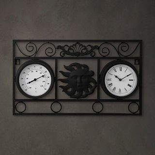 20H Artistic Metal Wall Clock With Thermometer