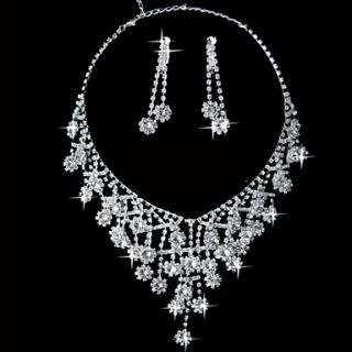 Luxurious Alloy with Rhinestone Wedding Jewelry Set(Including Necklace and Earrings)