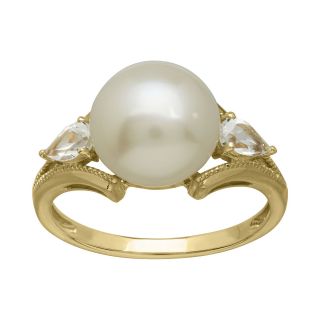 Certified Sofia 10K Gold Cultured Freshwater Pearl Ring, Womens
