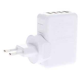 4 USB Hubs Detachable Indoor Wall Charger for iPhone/iPad and Others (5V 2.1A MAX, EU Plug)