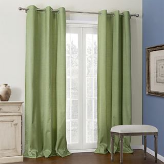 (One Pair) Light Green Solid Coating Thermal Curtain
