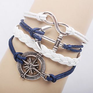 Multilayer Alloy Anchor Infinite Charms Handmade Leather Bracelets