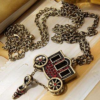 European and American jewelry retro Red Diamond Slipper Long necklace N40