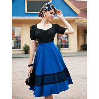 TS VINTAGE Deep V Neck Swing Dress