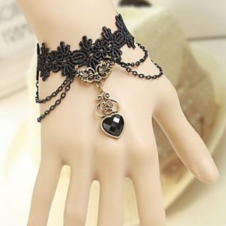 Handmade Obsidian Heart Black Lace Classic Lolita Bracelet