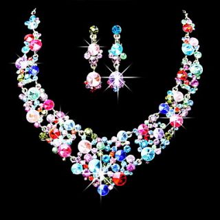 Amazing Alloy With Multi Color ZirconRhinestone Jewelry Set(Including Necklace,Earrings)