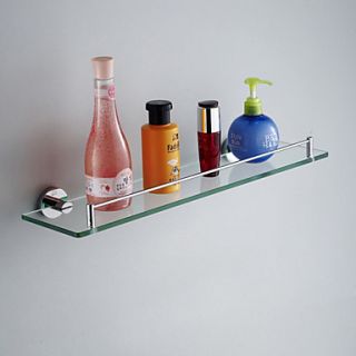Bathroom Accessories Chrome Finish Brass Single layer Glass Shelf