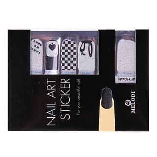 14PCS Nail Art Stickers Pure Color Glitter Powder Series Black And White Style