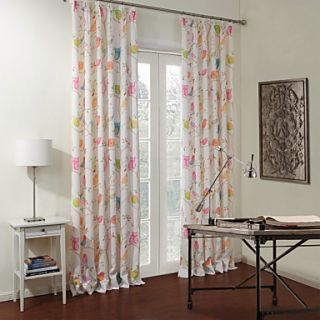 (One Pair) Colorful Bird Paradise Lined Blackout Curtain