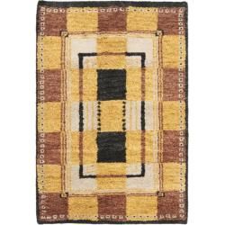 Hand knotted Selaro Grids Brown/ Black Wool Rug (2 X 3)