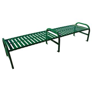 Witt Backless Steel Benches   Bench With Straight Arms And Armrest   96X25x20 1/2   Green