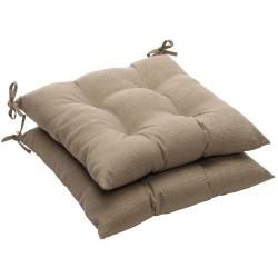 Solid Taupe Textured Outdoor Tufted Seat Cushions (set Of 2)