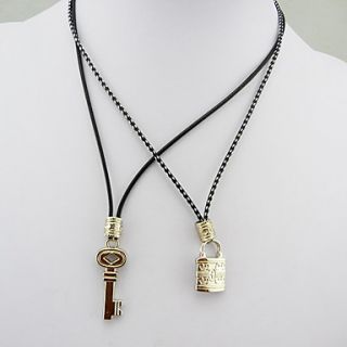 Keylock Titanium Alloy Lovers Jewelry Set Including Two Necklaces
