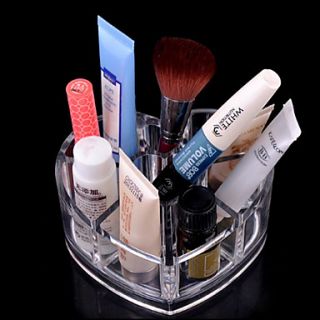 Acrylic Transparent Cosmetics Storage Stand Makeup Brush Pot Loving Heart Shaped Cosmetic Organizer