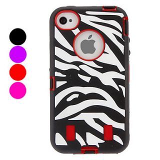 Defender Series Hybrid Protective Hard Case with Zebra Pattern Silicone Coat for iPhone 4/4S (Optional Colors)