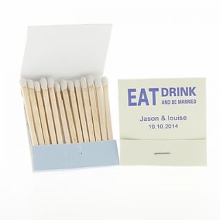 Personalized Matchbooks Eat, Drink (Script) Set of 12 (More Colors)