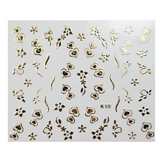 3PCS Mixed Pattern Metal Nail Art Stickers K Sery No.2