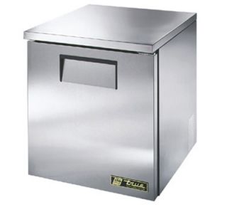 True 27 Low Profile Undercounter Refrigerator   1 Solid Door, Aluminum/Stainless