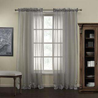 (One Pair) Modern Grey Stripe Polyester Sheer Curtain