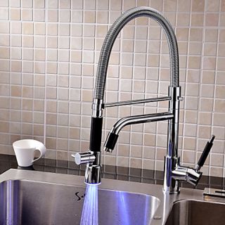 Contemporary Chrome Finish LED Rotatable Tall Kitchen Faucet