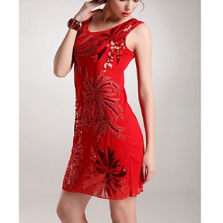 TS Luxurious Pure Color Mesh and Lace Sheath Dress