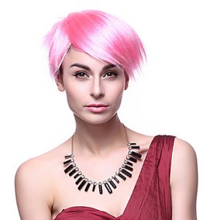 Capless High Quality Synthetic Short Straight Pink Party Wigs