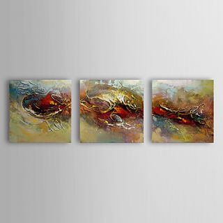 Hand Painted Oil Painting Abstract with Stretched Frame Set of 3 1309 AB0873