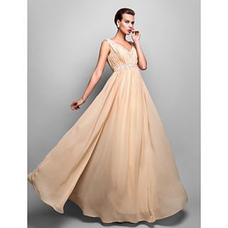 Sheath/Column V neck Floor length Chiffon Evening Dress (742585)