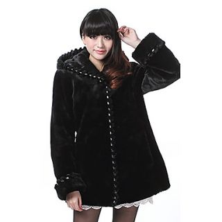 Pretty Long Sleeve Hooded Faux Fur Party/Casual Coat