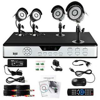 Zmodo 4 Outdoor CCD 600TVL 65ft IR CCTV Home Surveillance Security Camera System