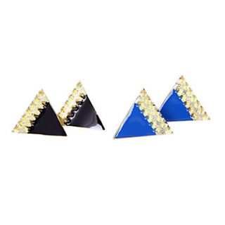 Enamel triangle earrings European and American fashion rivet geometry earrings (random color)