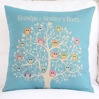 18 Country Owls Tree Cotton/Linen Decorative Pillow Cover