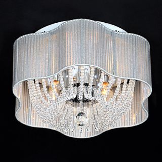 Modern Crystal 4 E14 Light Flush Mount With Creamy White Shade