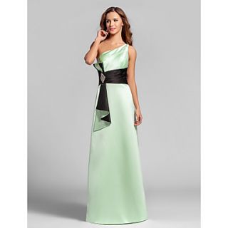 A line One Shoulder Floor length Satin Bridesmaid Dress (808862)