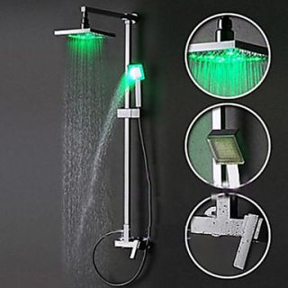 Single Handle Contemporary Color Changing LED Shower Faucet with 8 inch Shower Head Hand Shower