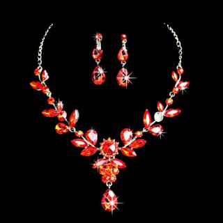 Delicate Alloy With Red ZirconRhinestone Jewelry Set(Including Necklace,Earrings)