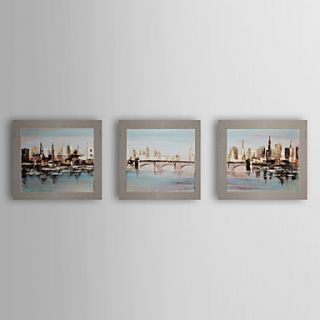 Hand Painted Oil Painting Landscape on Linen Canvas with Stretched Frame Set of 3 1309 LS0909
