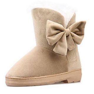 Suede Low Heel Snow Boots With Bowknot (More Colors)