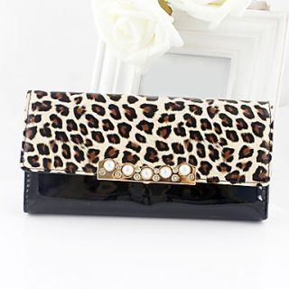 Womens Stylish Leopard Pearl Wallet