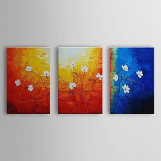Hand Painted Oil Painting Floral with Stretched Frame Set of 3 1311 FL1069