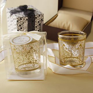 Gold Pattern Frosted Glass Candle Holder