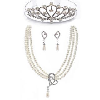 Alloy With Imitation PearlRhinestone Jewelry Set Including Necklace,Earrings,Tiara