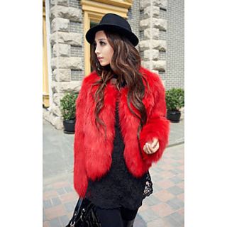 Nice Long Sleeve Collarless Faux Fur Party/Casual Jacket