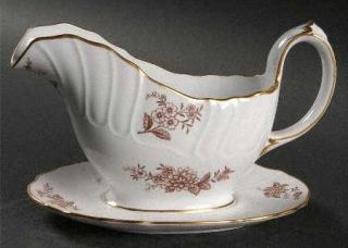 Spode Berkshire Gravy Boat with Attached Underplate, Fine China Dinnerware   Bro