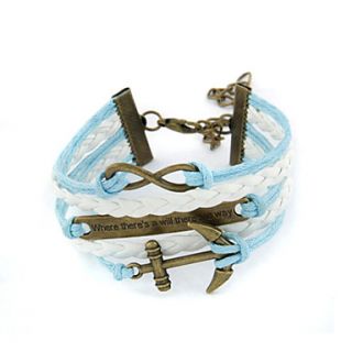 Unique Braided Rope With Anchor Womens Bracelet